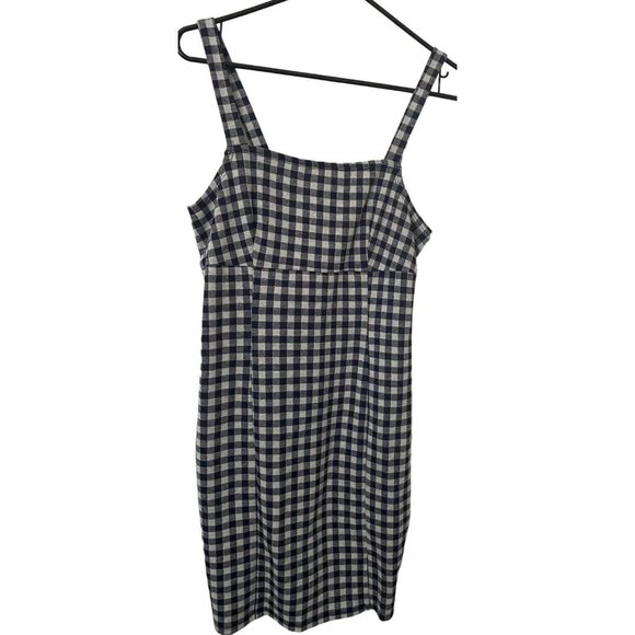 NEW The General Good Women’s Mini Navy Blue‎ White Check Apron Dress SZ S NWOT - Picture 1 of 5